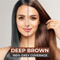 VCare Hair Colour Shampoo for Men and Women, 180ml, Deep Brown | No Ammonia | Long Lasting Hair Color | 100% Grey Coverage | Easy To Use Hair Colour At Home
