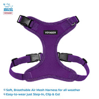 Voyager Step-in Lock Dog Harness w Reflective Dog Leash Combo Set with Neoprene Handle 5ft - Supports Small, Medium and Large Breed Puppies/Cats by Best Pet Supplies - Purple, M Harness Leash Set (Purple) M (Chest: 17 - 21