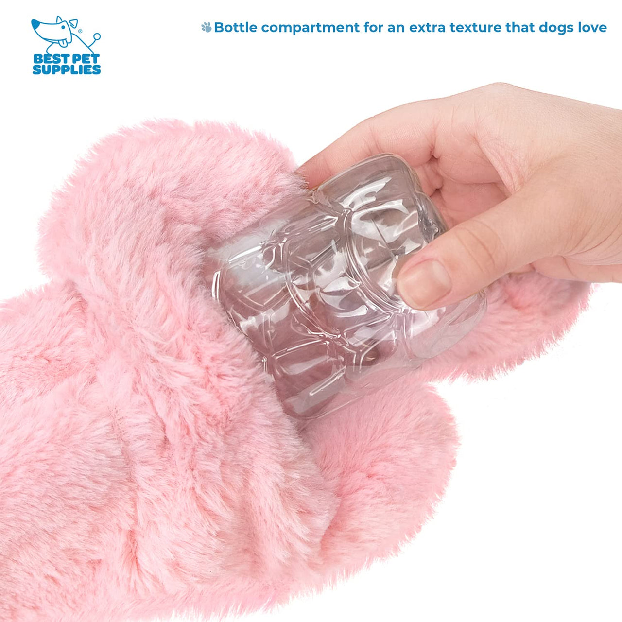Best Pet Supplies 2-in-1 Stuffless Squeaky Dog Toys with Soft, Durable Fabric for Small, Medium, and Large Pets, No Stuffing for Indoor Play, Holds a Plastic Bottle - Hare, Pig, Medium