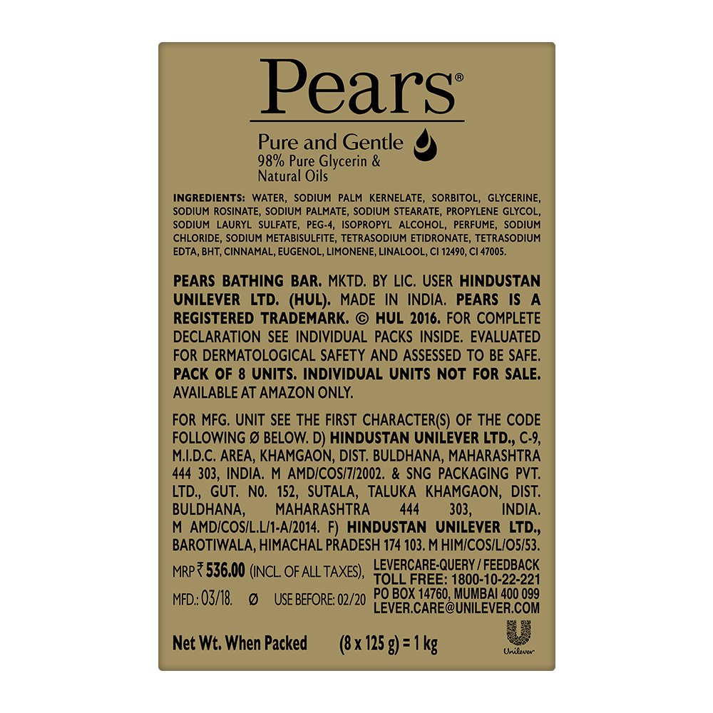 Pears Soft and Fresh Bathing Bar, 125g (Buy 3 Get 1 Free) & Pears Pure And Gentle Bathing Bar, 125g (Pack Of 8)
