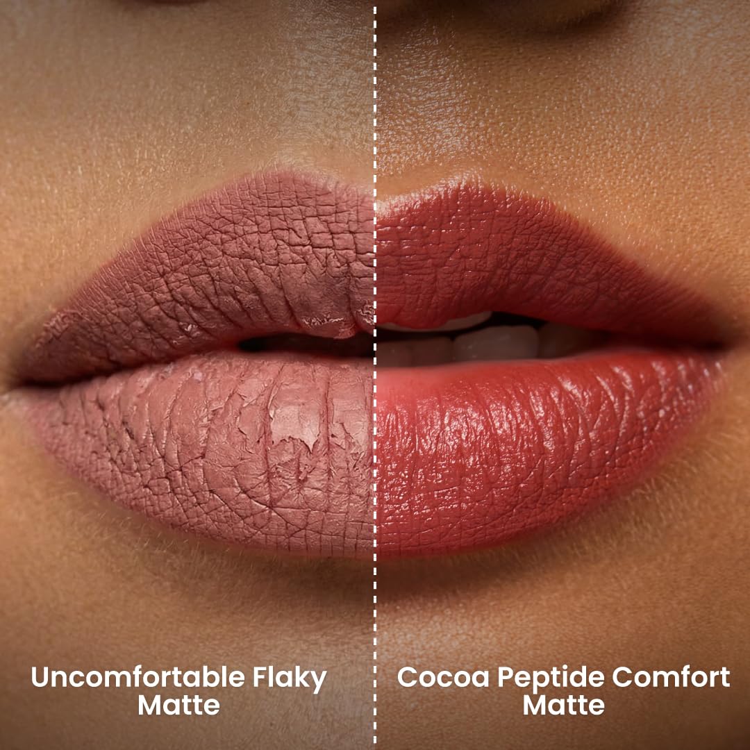 Typsy Beauty Cocoa Peptide Velvet Matte Lipstick | 8hr Wear, Soft Blur Finish, Lightweight Texture, Hydrating Nude Lipstick| Brownie Bite Light 01 | Cocoa Peptides | Vegan & Paraben-Free 3.5g