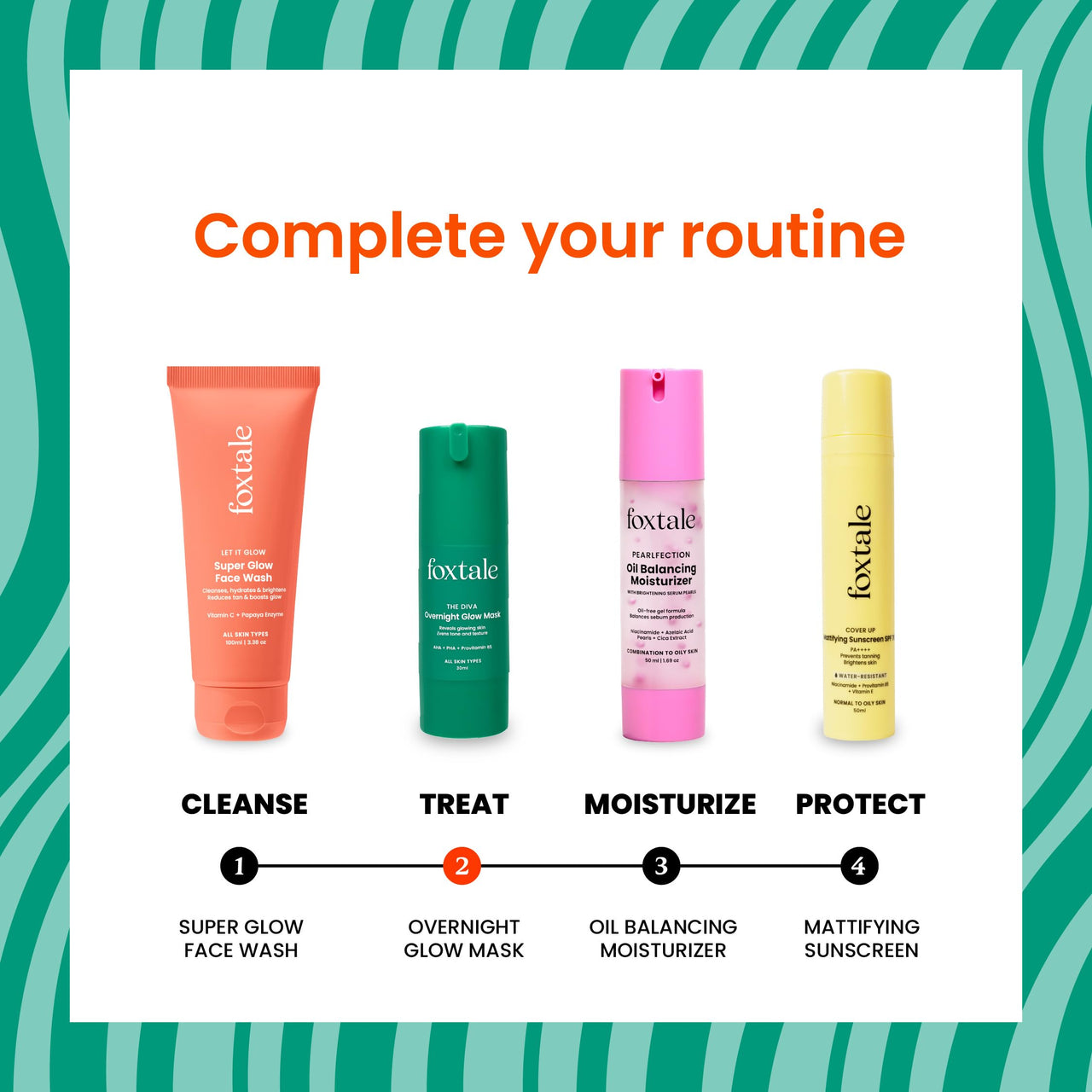 Foxtale Overnight Glow Mask | 4% Glycolic Acid | 3% Lactic Acid |Reduces Blackheads, Whiteheads | 30 Second Salon like Brightening Facial for Glowing Skin | Men & Women - 30ml