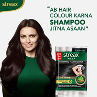 Streax Insta Shampoo Hair Colour for Women & Men, Natural Black 1 - Pack of 5|Hair Colour Black|100% grey coverage |Long Lasting Hair Color, easy to use| Ammonia Free Hair Color, No Paraben & Sulphate