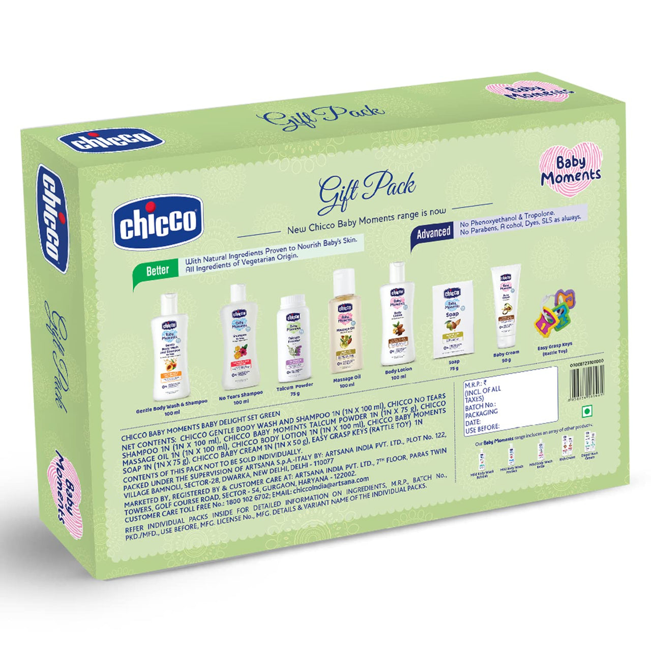Chicco Baby Moments Delight Set Green, Gift Set for Babies, 0m+