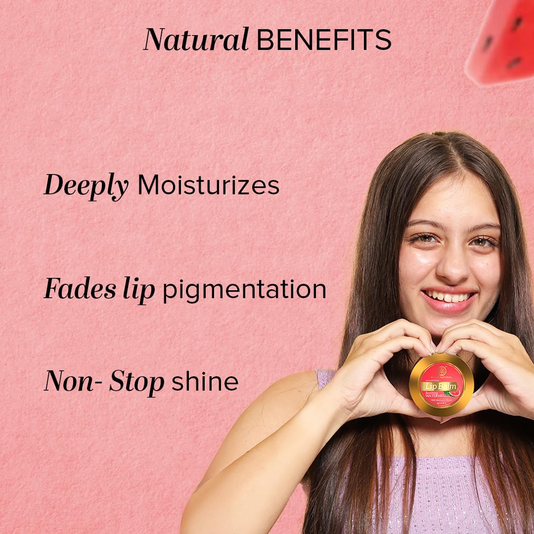 Khadi Natural Watermelon Lip Balm with Beeswax and Shea Butter| Lip Balm for Soft Lips | Nourishing Lip Balm for Dry Lips | Unisex Lip Balm| 5g