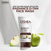 Oshea Herbals Radiance DTan Facewash for All Skin Types | Tan Removal Formula with Brightening Formula | Enriched with Green Apple & Basil Extract | Paraben & Soap Free 50g