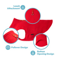 Gooby Fleece Vest Dog Sweater - Red, Large - Warm Pullover Fleece Dog Jacket with O-Ring Leash - Winter Small Dog Sweater Coat - Cold Weather Dog Clothes for Small Dogs Boy or Girl Large (Around 18-lb)