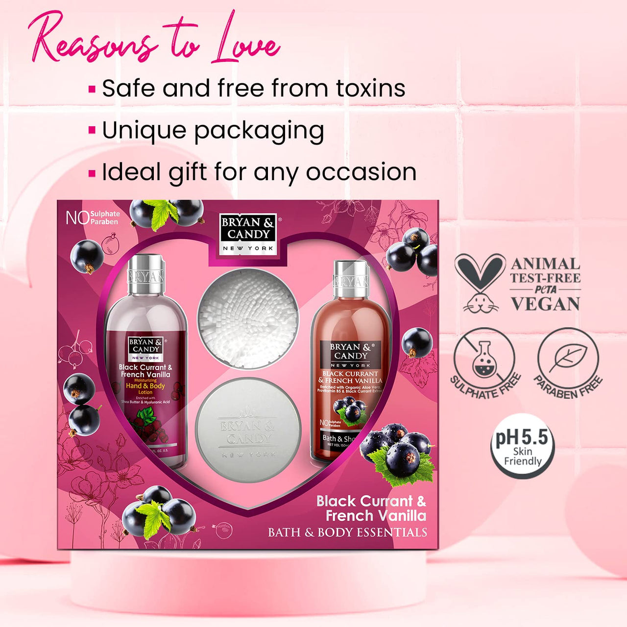 Bryan & Candy Black Currant And French Vanilla Heart Combo Kit Women's Day Gift Set For Women and Men