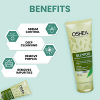 Oshea Herbals Neempure Anti Acne & Pimple Gel Face Wash for Men and Women | Deep Cleansing with Neem Extract & Cinnamon Oil | Controls Sebum, Removes Impurities & Pimples - 100gm