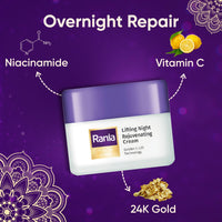 Rania Hydrating Rose water toner Free with Rania Night Cream with Vitamin C, 24K Gold, Niacinamide
