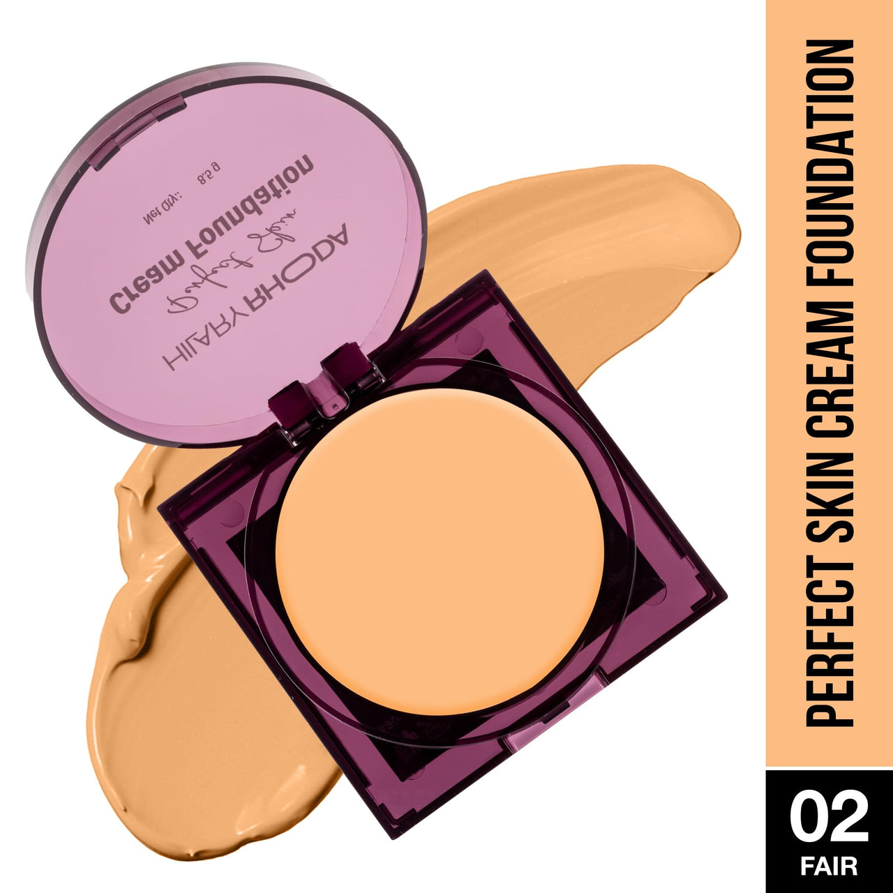 Hilary Rhoda Perfect Skin Cream Foundation | Buildable Coverage & Lightweight | Waterproof & Matte Finish | Blendable Foundation - 8.5g (Fair - Shade 02)