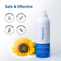 Be Bodywise Hyaluronic Acid Body Wash Mousse | Gives Intense Moisturisation, Repairs Skin Barrier | With Sunflower Oil, Vitamin E & Aloe Extract | 200g