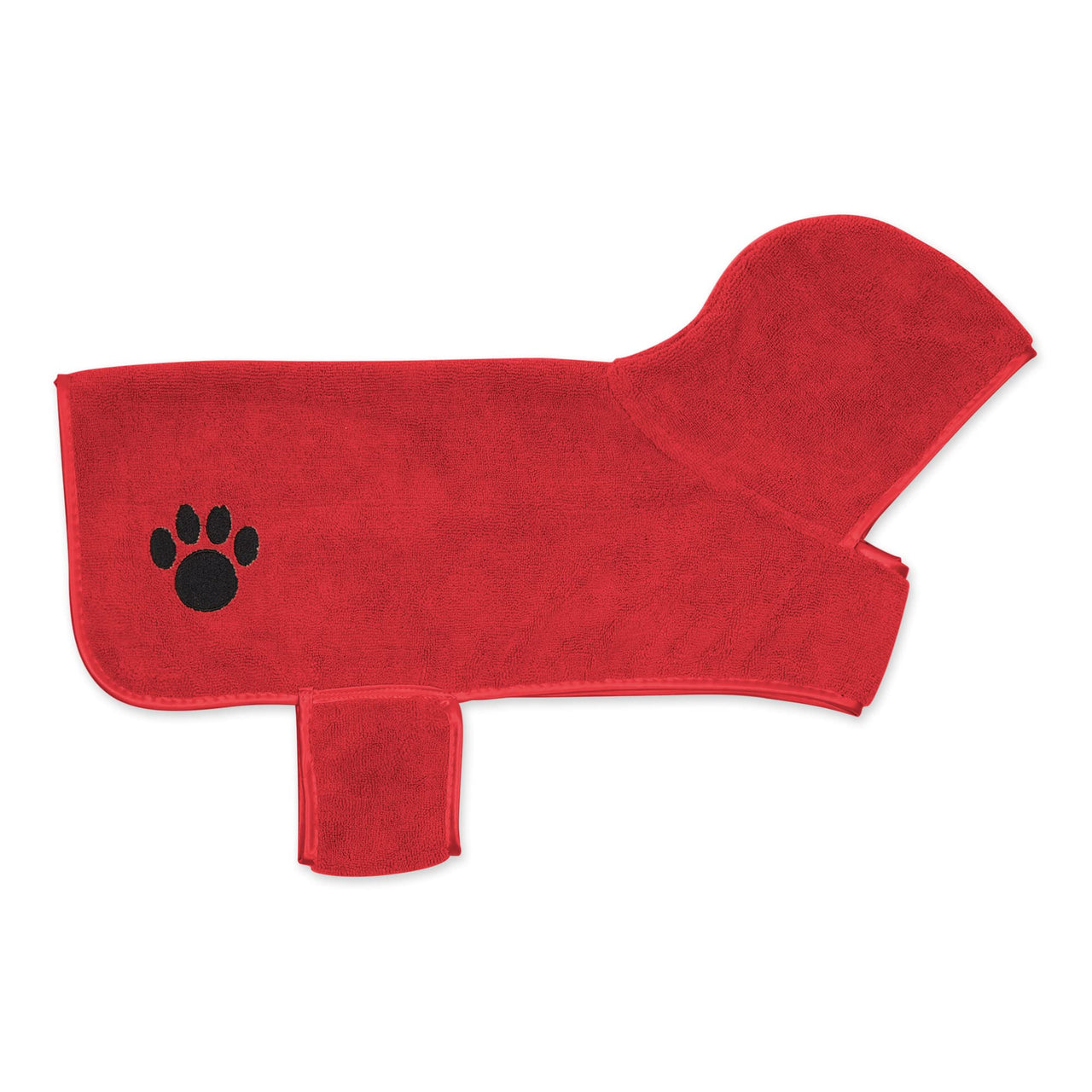 Bone Dry Pet Robe Collection, Embroidered Absorbent Microfiber Bath Robe with Adjustable Closure, for Dogs & Cats, Medium, Red