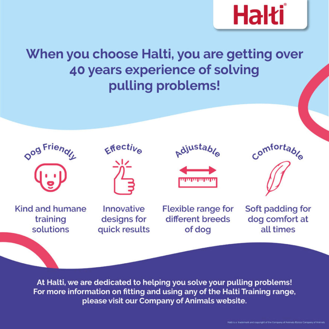 HALTI Training Leash - Multifunctional Double-Ended Dog Leash, Ideal for Anti-Pulling Dog Training. Lightweight & Durable. Suitable for Small to Medium Dogs & Puppies (Size Small, Cobalt Blue, 2m)