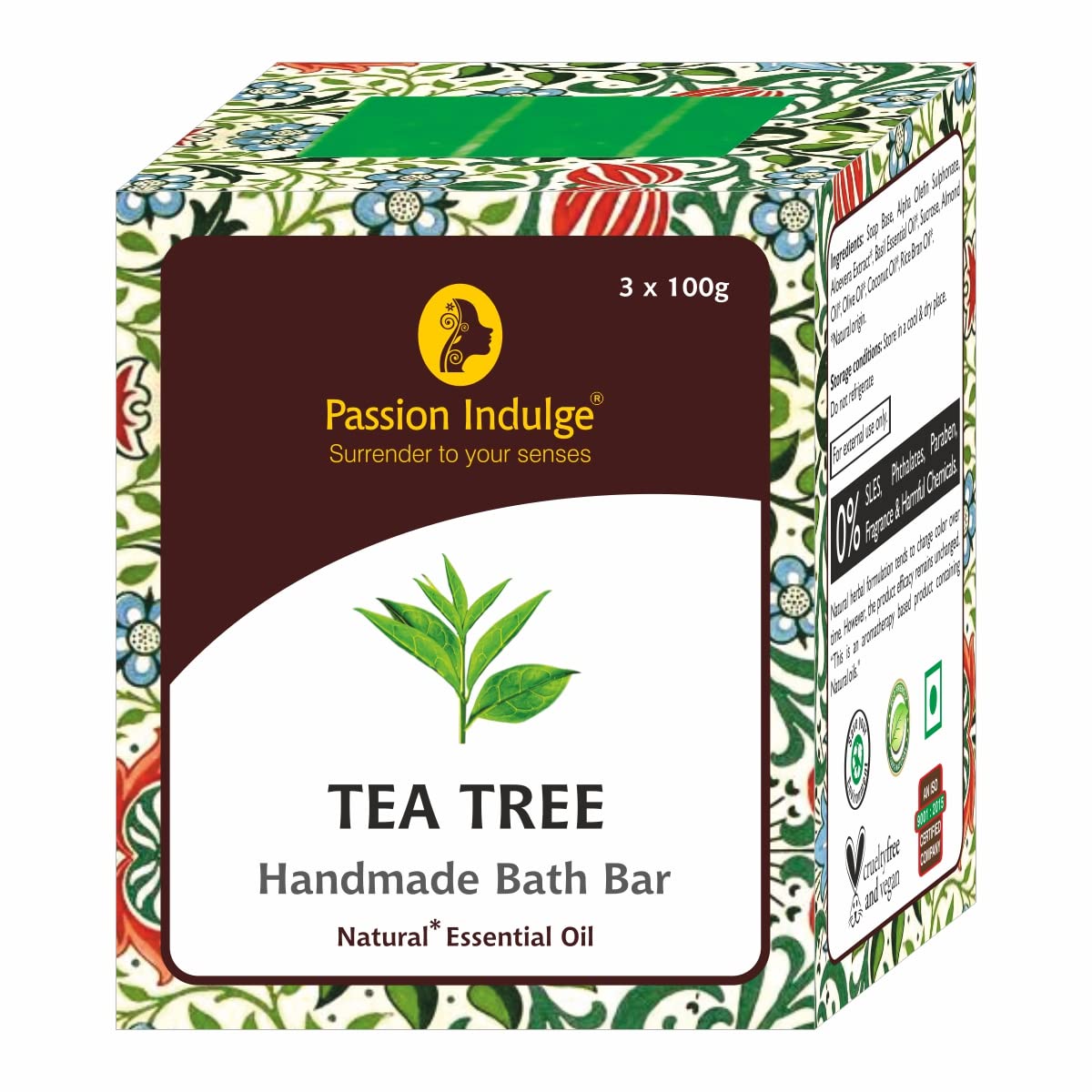 Passion Indulge Handmade Soap Natural Tea Tree Bath Bar Soap - (Pack of 3)