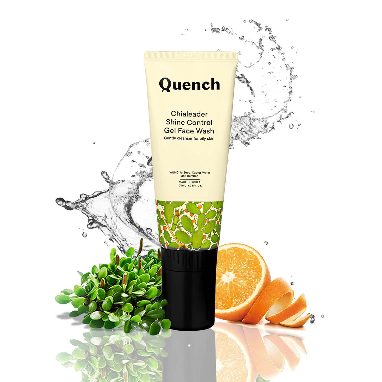 Quench Shine Control Gel Face Wash with In-built Silicone Brush | Korean Face Wash for Oily Skin | Controls Excess Oil & Reduces Blackheads | Made in Korea (100ml)