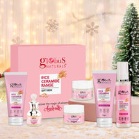 Globus Naturals Revival Rice Ceramide Christmas Radiance Box, For Korean Glss Skin, Set of 6 Face Wash 75gm, Cream 50gm, Scrub 50gm, Peel off Mask 75gm, Serum 30ml, Toner 100ml