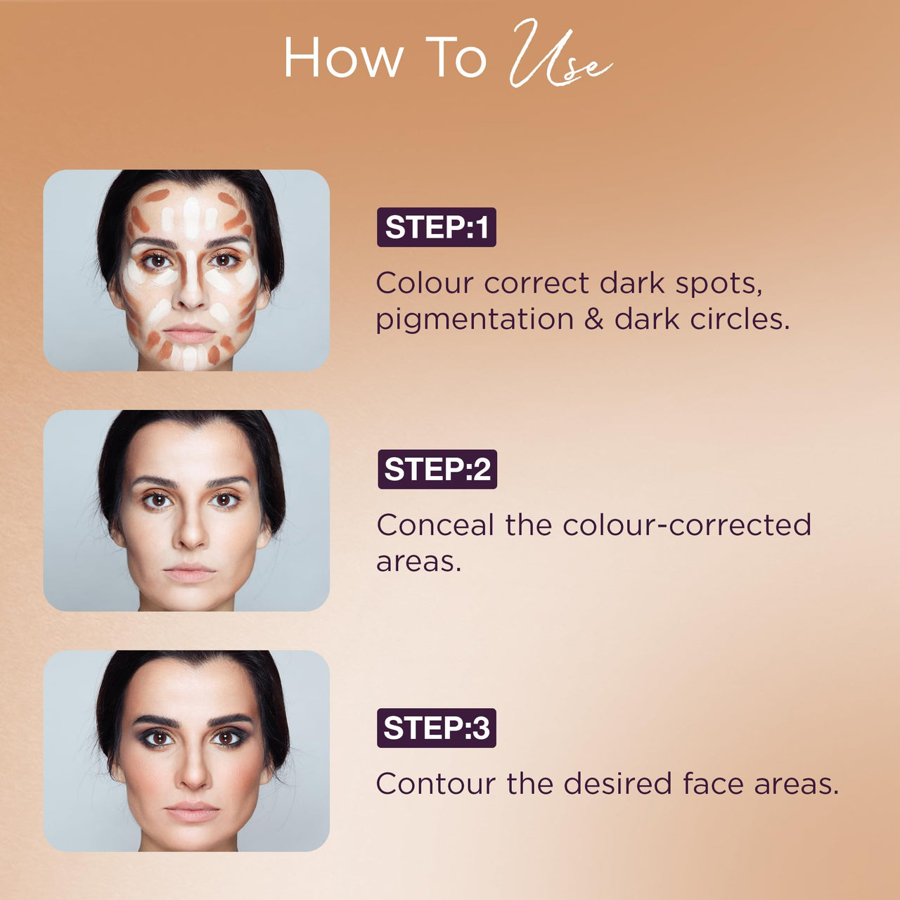 Hilary Rhoda Concealing & Contouring | 8 Shades in Palette | Colour Corrects with High Coverage | Face Palette | Hides Dark Spots & Pigmentation | Buildable Coverage | 12g (Shade-2)