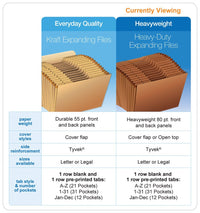 Globe Weis /Pendaflex Heavy Duty Expanding File with Flap, 12 Monthly Pockets, 1/3 Cut Tabs, Brown, Letter Size (R117MLHD)