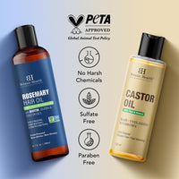 Botanic Hearth Castor Hair Oil, 150 ml & Rosemary Hair Oil, 198 ml Combo Set – Nourishing Hair Treatment for Strengthening, Growth & Scalp Care – 100% Pure & Natural Oils