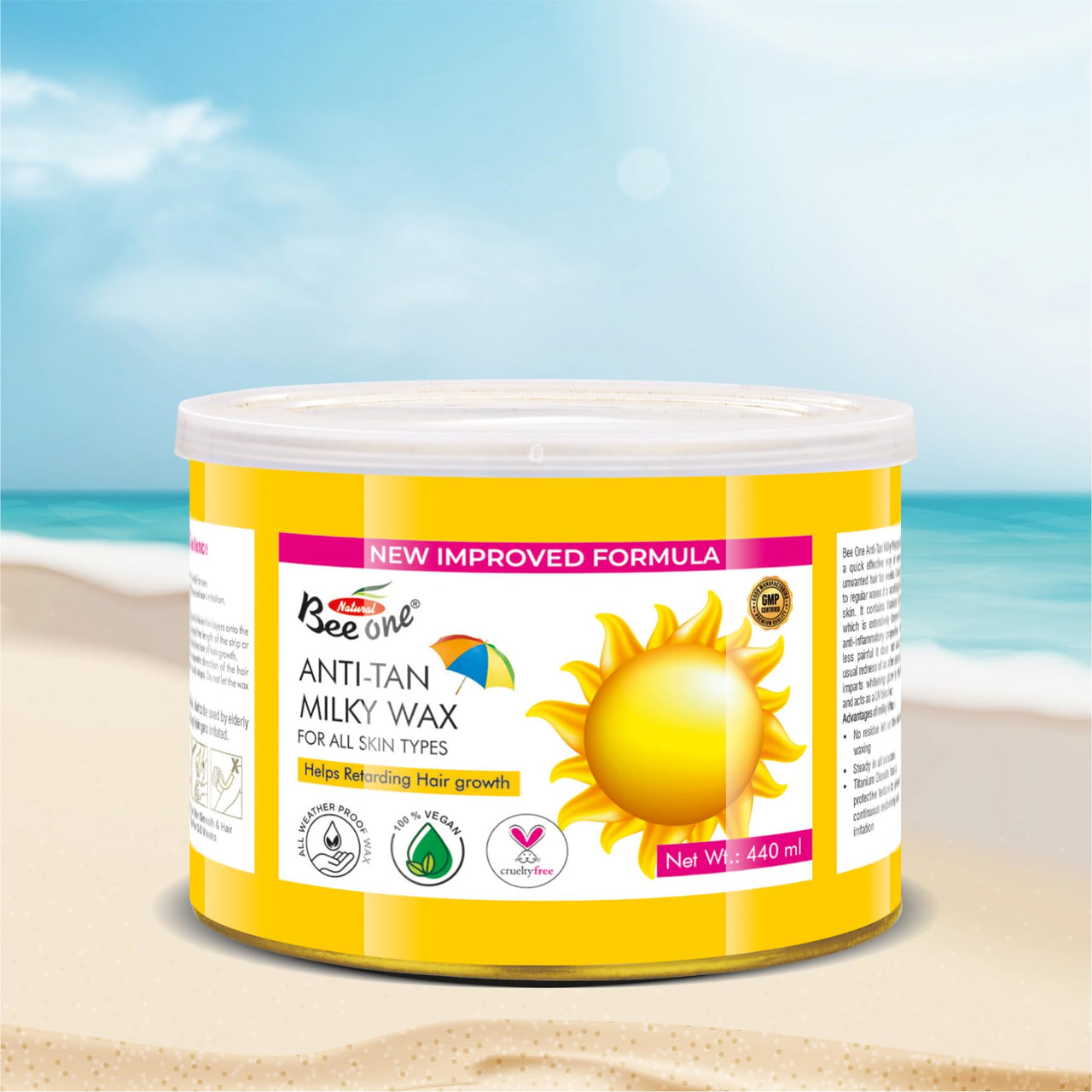 BEE ONE Anti Tan Milky Wax, 440g for Painless Hair Removal and Smooth Silky Soft Skin