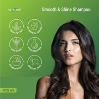 Elibliss Smooth & Shine Shampoo with Fermented Rice Water & Amino | Strengthens, Smoothens & Adds Shine | Hair Care for Dry, Frizzy, or Dull Hair | Sulfate-Free 475ml Pack of 2