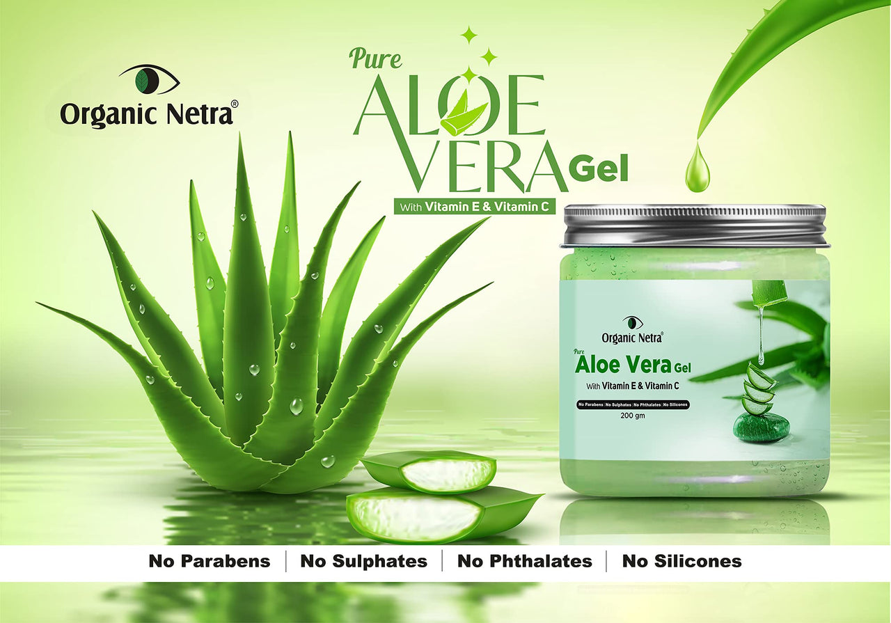 Organic Netra Pure Aloe Vera Gel- 200 Gm and Organic Netra Glycerine for Face 200ml (Pack of 1)