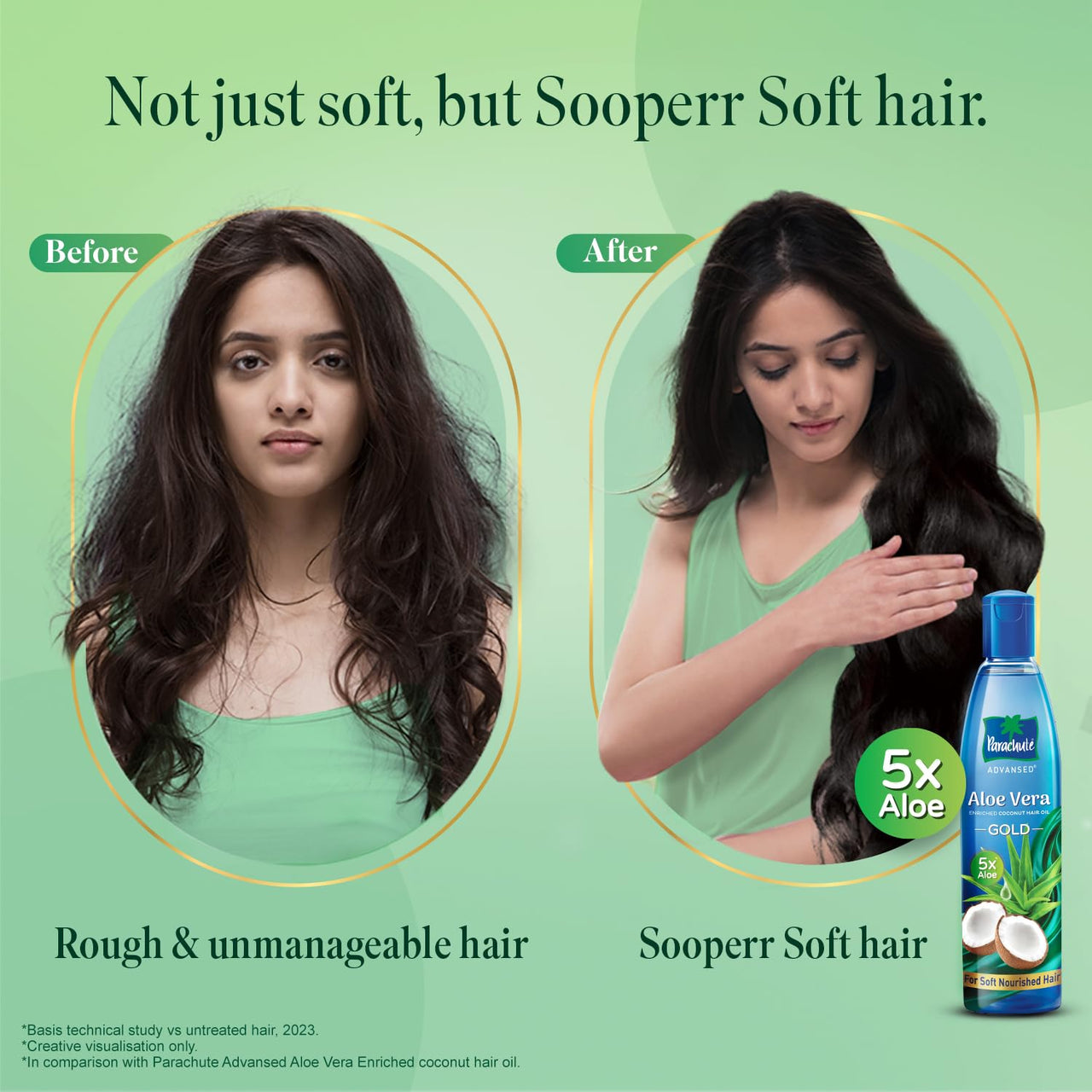 Parachute Advansed Aloe Vera Enriched Coconut Hair Oil Gold | 5X Aloe Vera | Makes Hair Sooperr Soft | 250ml (Pack of 2)