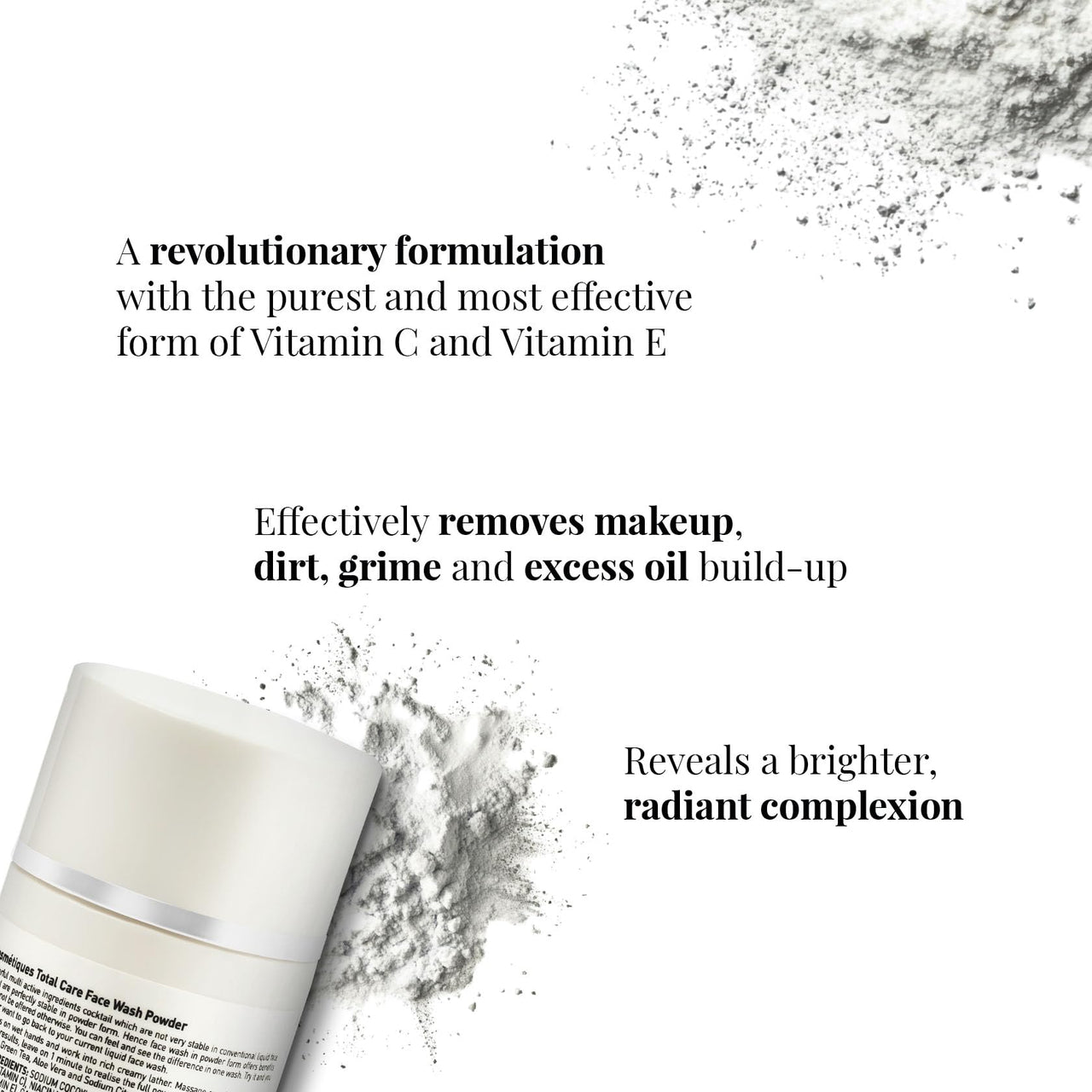 iCosmetiques Face Wash Powder |Pure Vitamin C, E, Niacinamide, Neem, Aloe Vera, Green Tea |Gentle Exfoliating, Deep Cleanse, Brighten & Nourish all Skin Type |Unisex Total Care Formula |30g (60 wash)