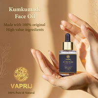 Vaprij Kumkumadi Tailam, Ayurvedic Face Oil, Saffron and 25 Herbs, Skin Brightning, Reduces Pigmentation, Dark Spots, Fine Lines, All Skin Types