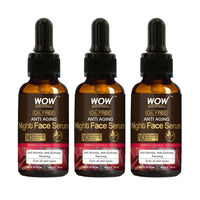 WOW Skin Science Anti Aging Night Face Serum|OIL FREE|Anti Wrinkle, Anti Dullness, Reviving|No Parabens, Silicones & Color|50mL|Pack of 3