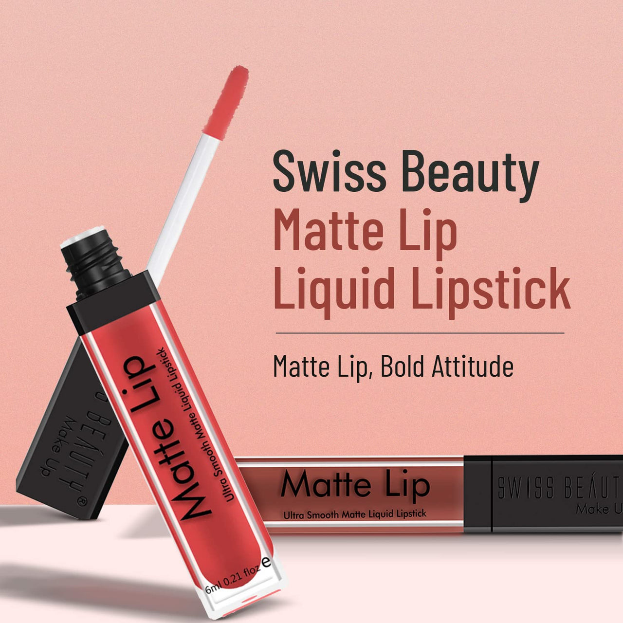 Swiss Beauty Ultra Smooth Matte Lip Liquid Lipstick, Smooth Lip Color, Weightless Finish, Silky Matte Finish, Shade- Passionate Red, 6ml