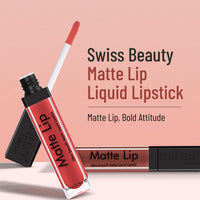 Swiss Beauty Ultra Smooth Matte Lip Liquid Lipstick, Smooth Lip Color, Weightless Finish, Silky Matte Finish, Shade- Pure Red, 6ml
