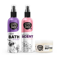 Wagging Tails 3 in 1 Grooming Kit Combo for Pets Dog Dry Bath 200ml +Paw Butter 50gm+ Baby Fresh Scent 200ml