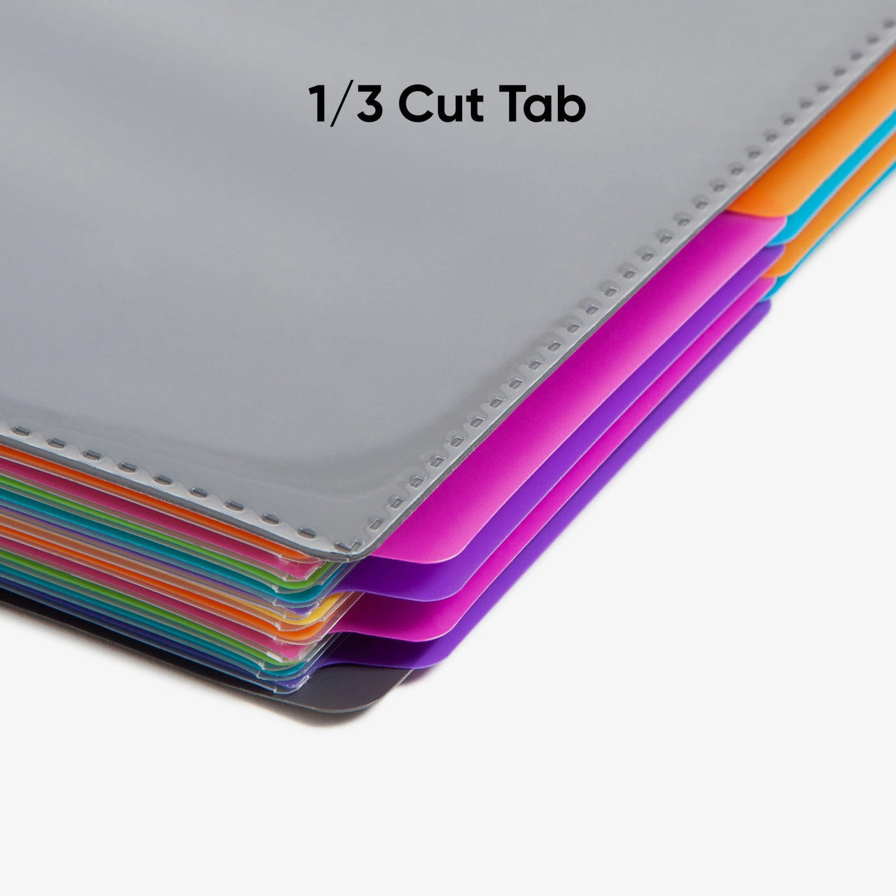 Smead Project Organizer, 24 Pockets, Grey with Assorted Bright Tabs, Tear Resistant Poly Material, 1/3-Cut Tabs, Letter Size (89206) 24 Pocket Yellow, Pink, Lime, Blue, Purple