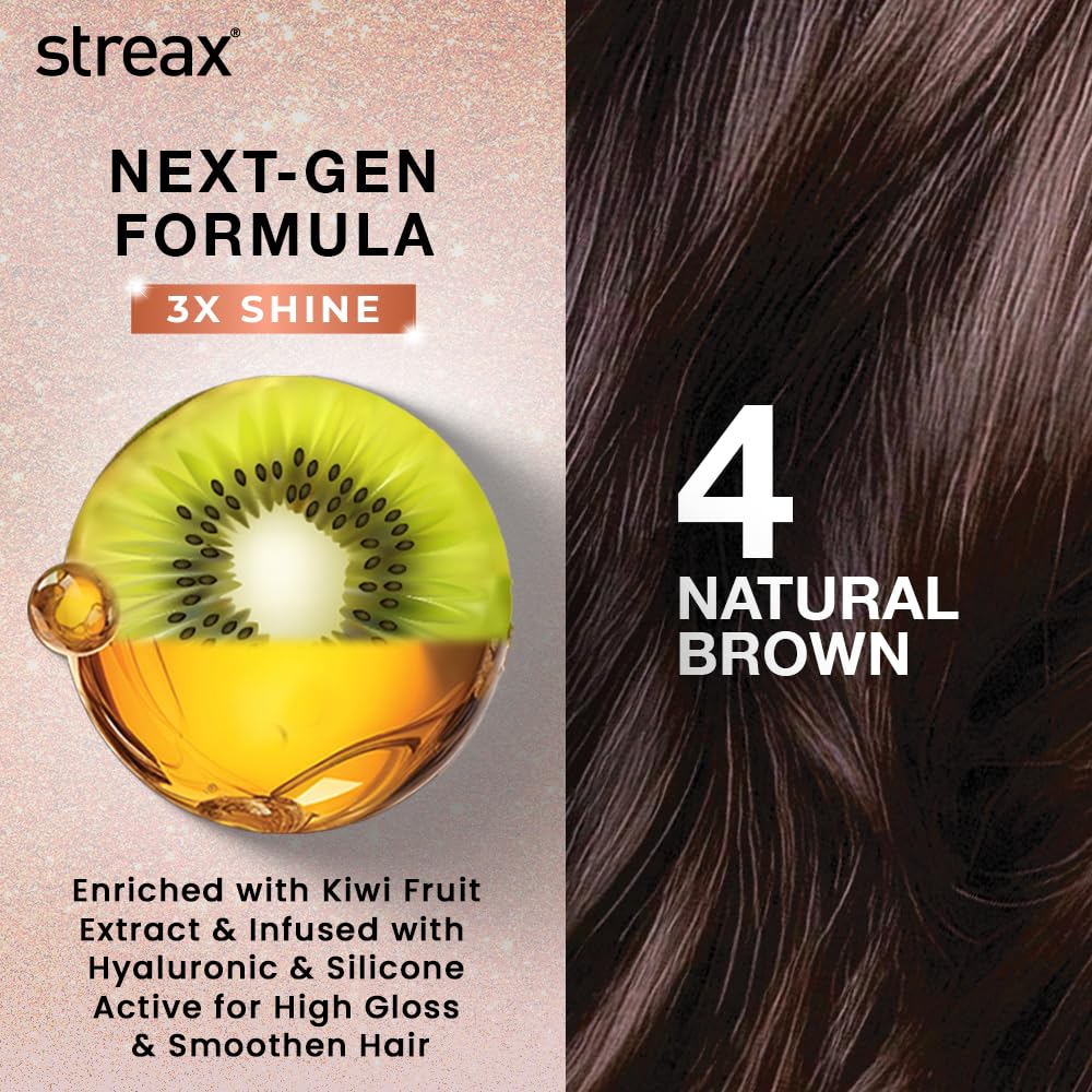 Streax Gel Hair Colour for Women & Men, Natural Brown 4 , 150ml|Hair Colour Brown|100% grey coverage |Long Lasting Hair Color, easy to use| Ammonia Free Hair Color, No Paraben & Sulphate