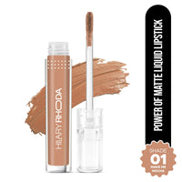 Hilary Rhoda Power Of Matte Liquid Lipstick | Buildable Colour | Long Lasting & Matte Finish | Lightweight & Non-Drying Formula | Smudge Proof & Non-Transferable | 3ml (Make Me Mocha - Shade 01)
