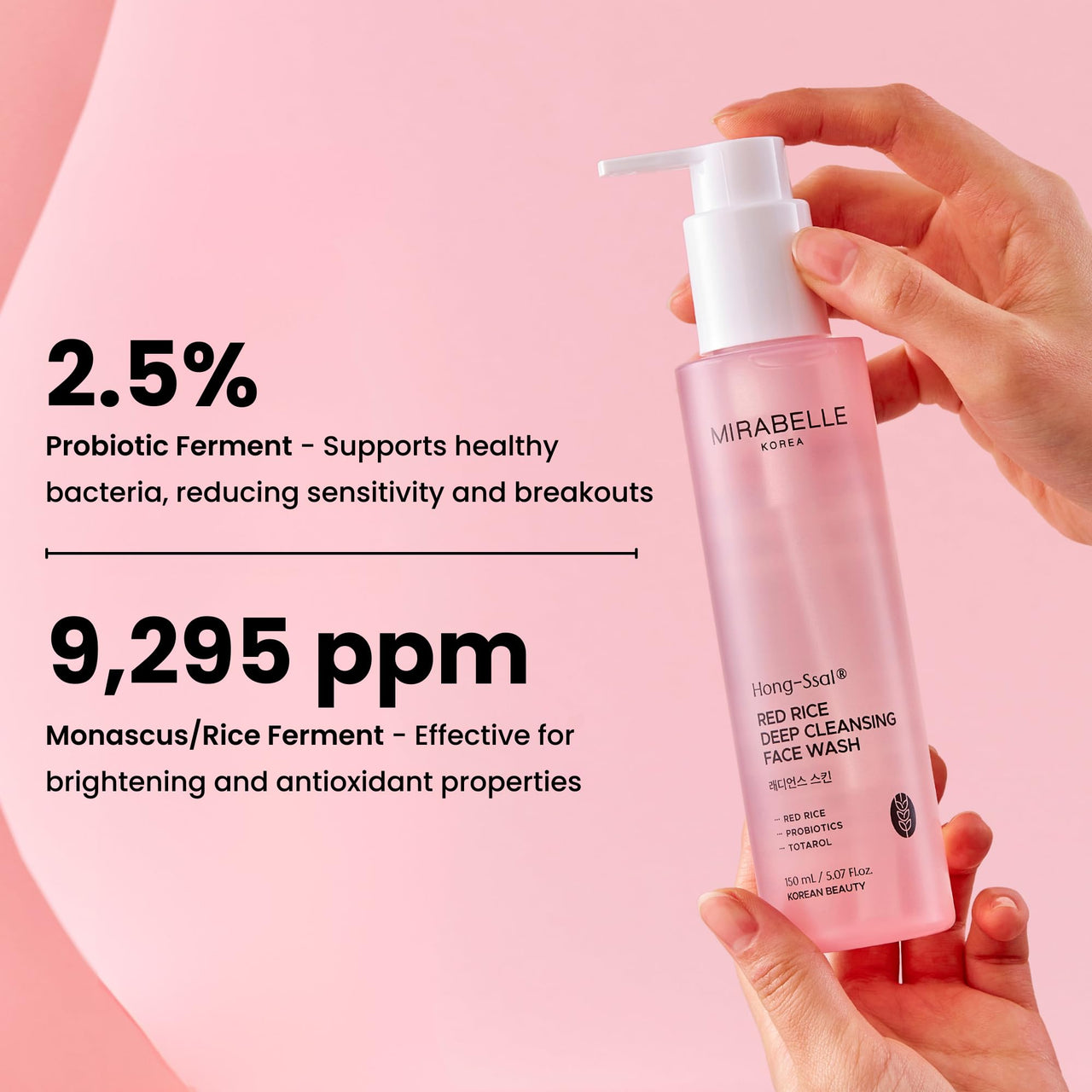 Mirabelle Korea Hong Ssal Red Rice Deep Cleansing Face Wash for Glowing Skin 150 ML | cleanser for women & men | Korean Skin Care