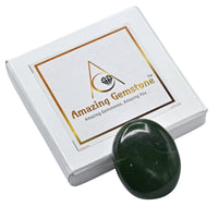 Dark Green Aventurine Palm Stone - Pocket Massage Worry Stone for Natural Body Chakra Balancing, Reiki Healing and Crystal Grid Green Aventurine (Dark)