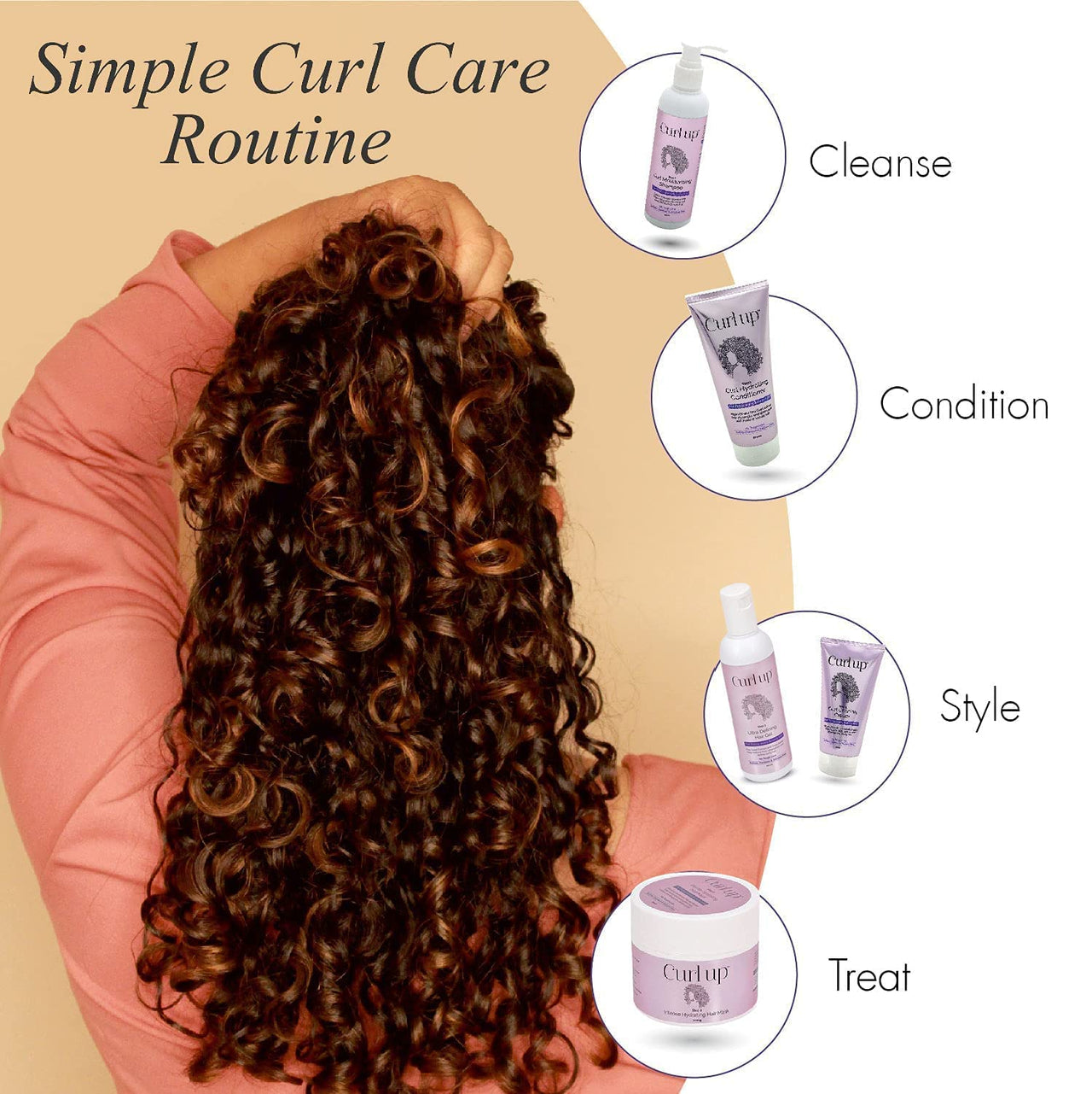 Curl Up Ultra Defining Bundle with Curly Hair Shampoo, Conditioner, Leave in Curl Cream & Hair Gel - For Dry Frizzy, Wavy & Curly Hair - Sulphate Paraben And Silicone Free (Combo of 4)