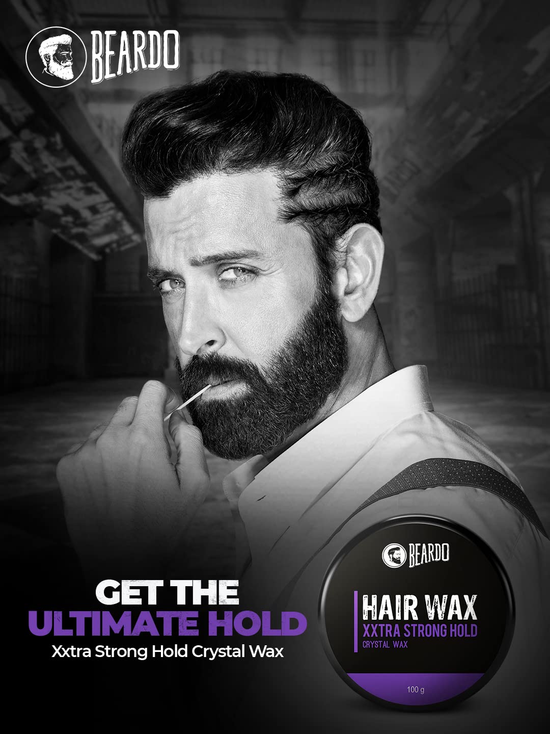 Beardo Xxtra Stronghold Hair Wax, 100 gm | Crystal Hair Wax for Men | Hair Wax Men | Hair Styling Wax for Glossy Finish & Shine | Extra Strong Hold Wax