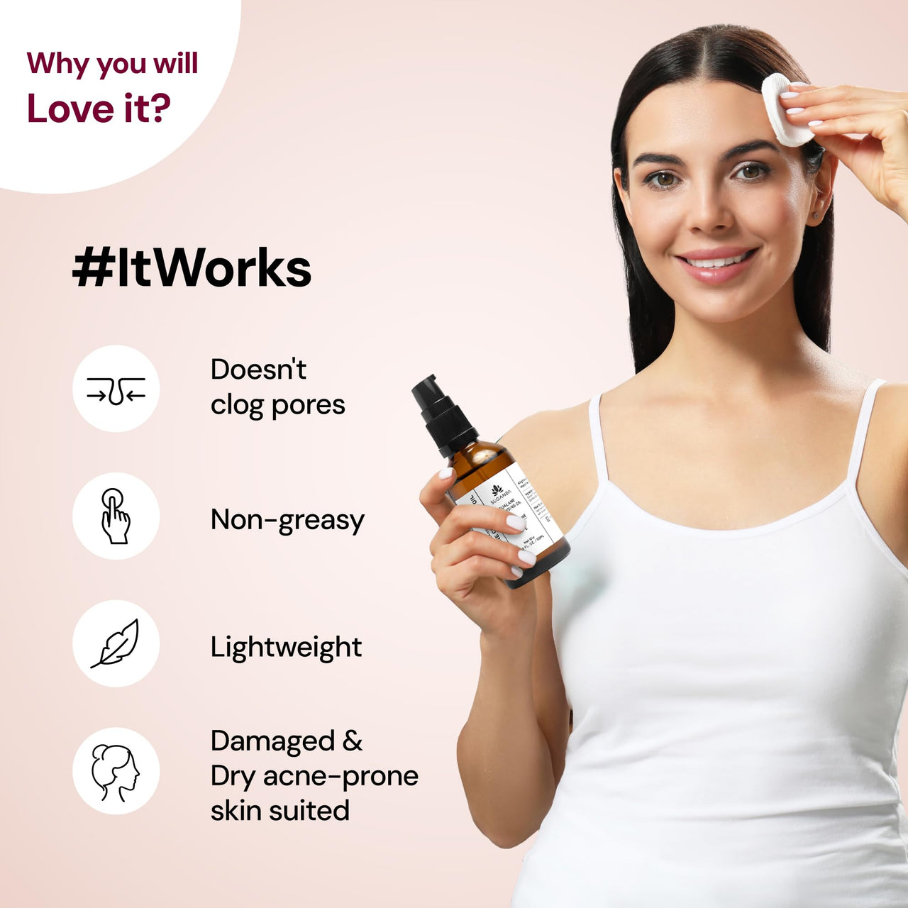 SUGANDA SKINCARE Suganda Squalane Cleansing Oil, Removes Skin Impurities, Dissolve Oil Based Makeup, Makes Skin Soft & Supple, Ensures Pore Remains Unclogged, Men & Women (50ml)