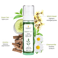 Karrot Natural Skincare Toner for Oily Skin, Green Tea Face Spray Mist for Oil Control and Acne Prevention, Infused with Salicylic Acid and Chamomile, For Women and Men, All Skin Types, 120ml