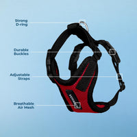 Voyager Step-in Lock Pet Harness - All Weather Mesh, Adjustable Step in Harness for Cats and Dogs by Best Pet Supplies - Red/Black Trim, XS Harness (Red/Black Trim) XS (Chest: 13 - 16