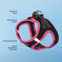 Voyager Step-in Air Dog Harness - All Weather Mesh Step in Vest Harness for Small and Medium Dogs by Best Pet Supplies - Pink Trim, M Harness (Black/Pink Trim) M (Chest: 16 - 18