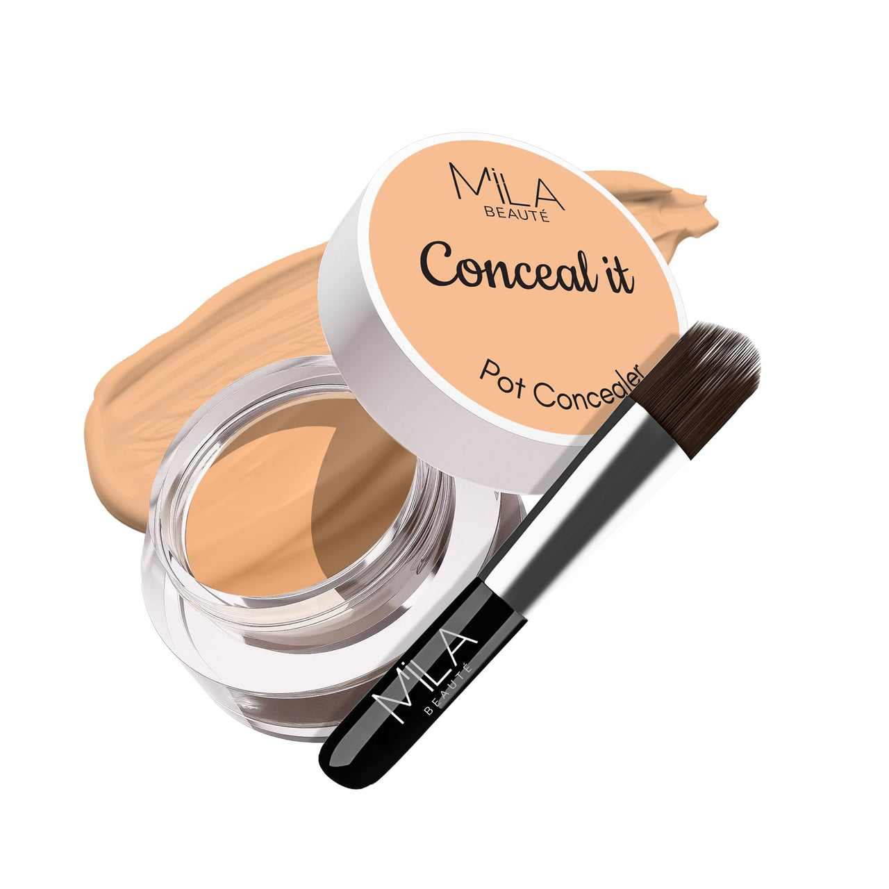 Mila Beauté Conceal It Pot Concealerwith Brush | Enriched With SPF 15 and Vitamin E | Light Weight Concealer | Long Lasting Coverage | Natural Matte Finish | Covers All Skin Concerns | Easily Blendable Concealer For Face Makeup (Pure Beige)