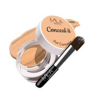 Mila Beauté Conceal It Pot Concealerwith Brush | Enriched With SPF 15 and Vitamin E | Light Weight Concealer | Long Lasting Coverage | Natural Matte Finish | Covers All Skin Concerns | Easily Blendable Concealer For Face Makeup (Pure Beige)