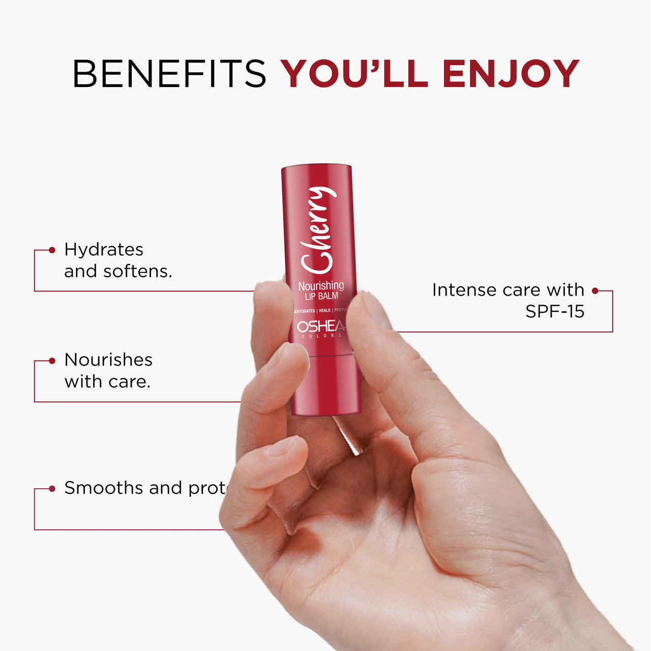 Oshea Herbals Nourishing Cherry Lip Balm for Men & Women with SPF 15 | Instant Hydration, Relieves Dry & Chapped Lips | Enriched with Shea Butter & Castor Oil (Pack of 2) 4.5 g