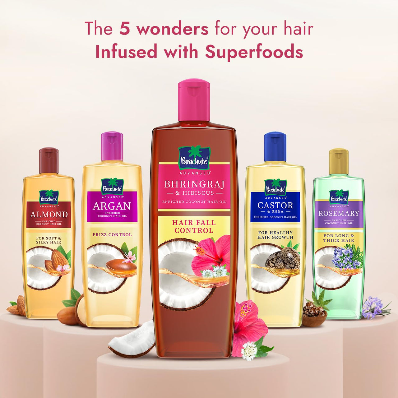 Parachute Advansed Bhringraj & Hibiscus enriched Coconut Hair Oil| Reduces Hair Fall| Helps Promotes Hair Growth|Up to 10x Less Hair Fall|For Healthy Scalp For Men & Women| Thicker & Stronger Hair| Suitable for All Hair Types |300ml