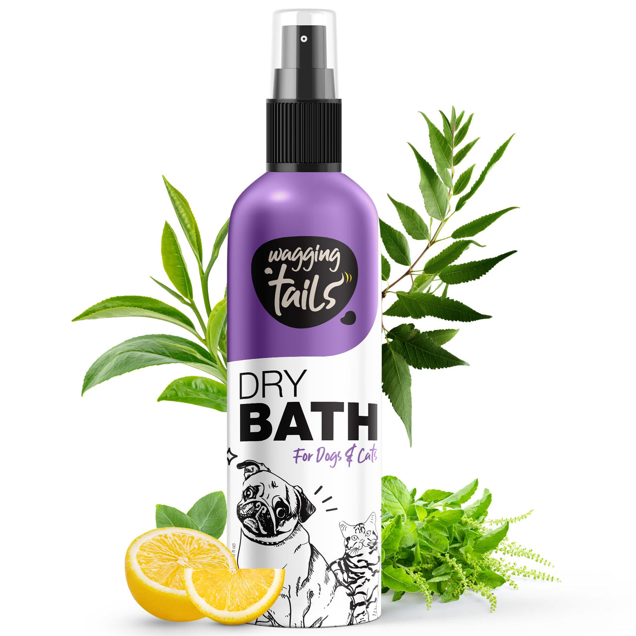 Wagging Tails Dry Bath Waterless Shampoo- 200ml for Pets | Grooming and Bathing for Dogs and Cats | Easy to Use When Travelling with Pet | Tearless Dog Shampoo